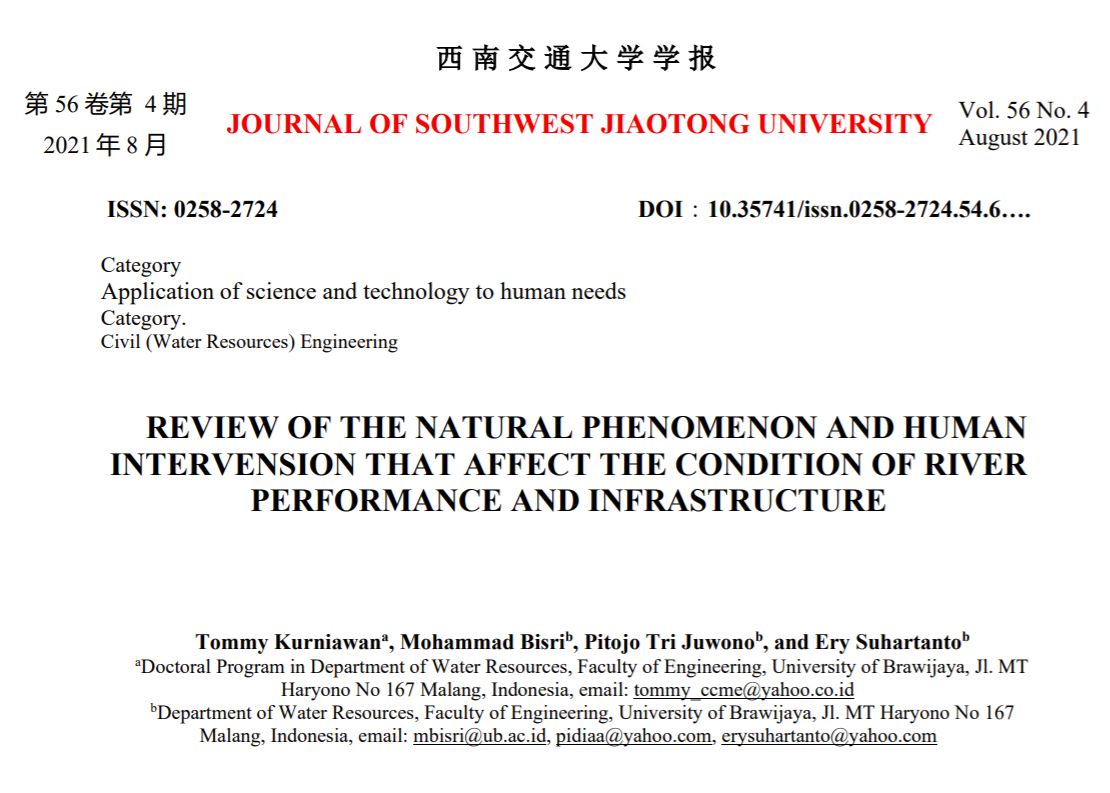 Review of The Natural Phenomenon and Human Intervension That Affect The Condition Of River Performance and Infrastructure - Journal of Southwest Jiaotong University