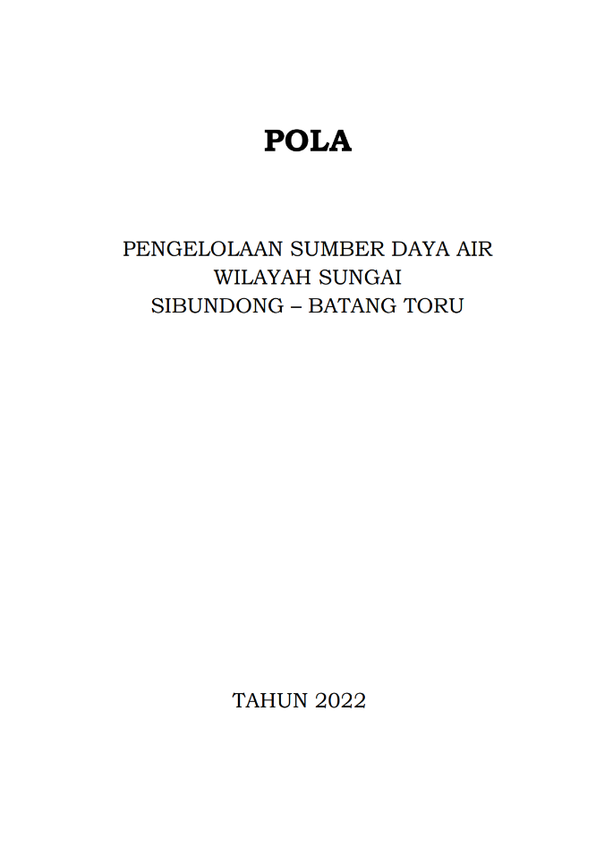 POLA Pengelolaan Sumber Daya WS SIBUDONG - BATANG TORU, Sulawesi Utara