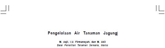 Pengelolaan Air Tanaman Jagung