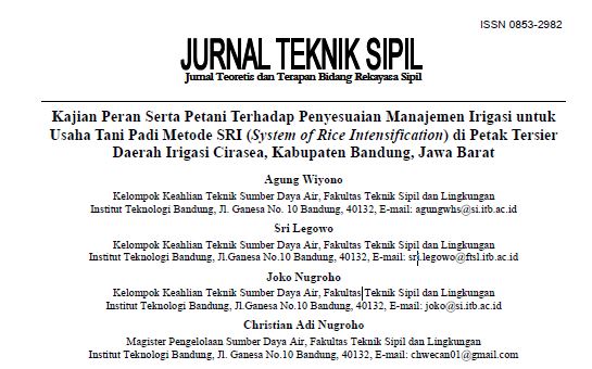 Kajian Peran Serta Petani Terhadap Penyesuaian Manajemen Irigasi untuk Usaha Tani Padi Metode SRI (System of Rice Intensification) di Petak Tersier Daerah Irigasi Cirasea, Kabupaten Bandung, Jawa Barat