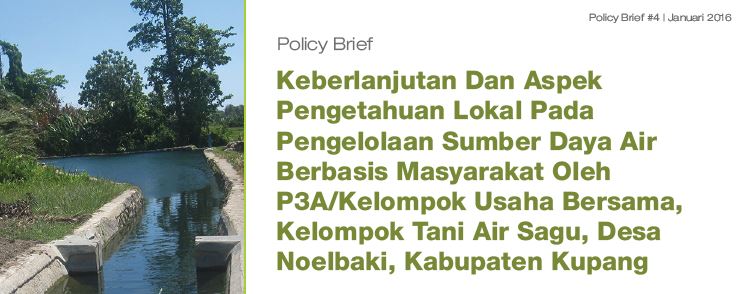 Keberlanjutan Dan Aspek Pengetahuan Lokal Pada Pengelolaan Sumber Daya Air Berbasis Masyarakat Oleh P3A/Kelompok Usaha Bersama, Kelompok Tani Air Sagu, Desa Noelbaki, Kabupaten Kupang