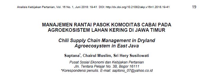 MANAJEMEN RANTAI PASOK KOMODITAS CABAI PADA AGROEKOSISTEM LAHAN KERING DI JAWA TIMUR
