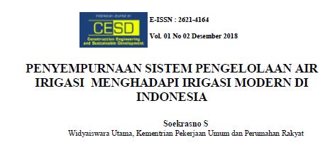 PENYEMPURNAAN SISTEM PENGELOLAAN AIR IRIGASI MENGHADAPI IRIGASI MODERN DI INDONESIA