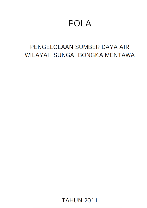 POLA Pengelolaan Sumber Daya Air BONGKA MENTAWA, Sulawesi Tengah