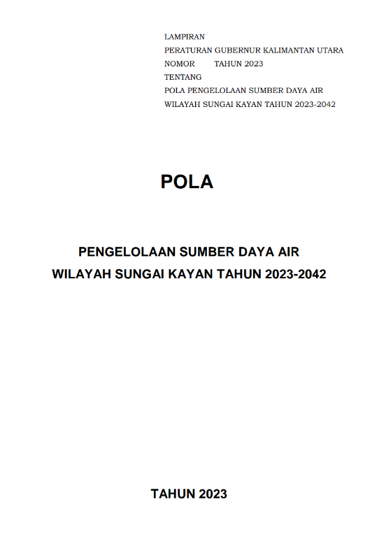 POLA Pengelolaan Sumber Daya Air WS KAYAN, Kalimatan Utara