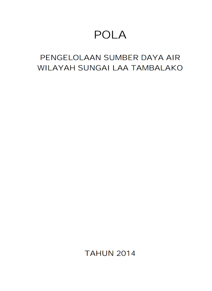 POLA Pengelolaan Sumber Daya Air WS LAA TAMBALAKO, Sulawesi Tengah