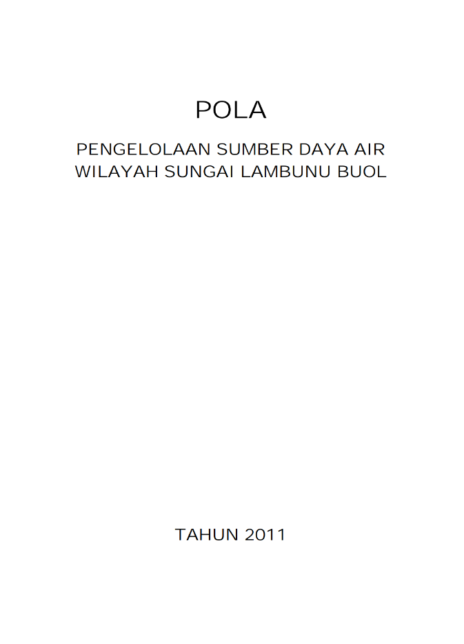 POLA Pengelolaan Sumber Daya Air WS LAMBUNU BUOL, Sulawesi Tengah