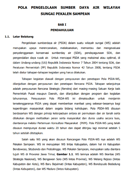 POLA Pengelolaan Sumber Daya Air WS PEKALEN SAMPEAN, Jawa Timur