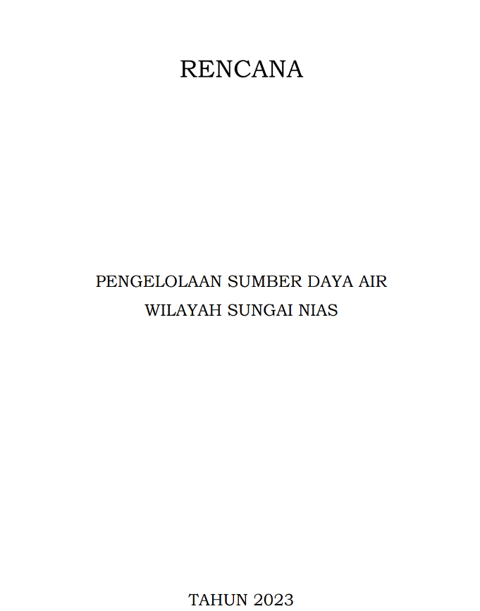 RENCANA Pengelolaan Sumber Daya Air WS NIAS, Sulawesi Utara