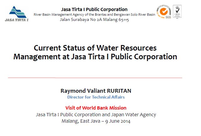 Current Status of Water Resources Management at Jasa Tirta I Public Corporation