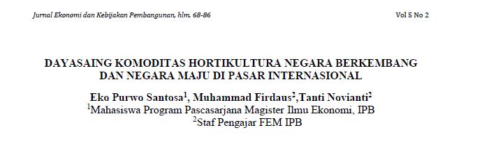 DAYASAING KOMODITAS HORTIKULTURA NEGARA BERKEMBANG DAN NEGARA MAJU DI PASAR INTERNASIONAL