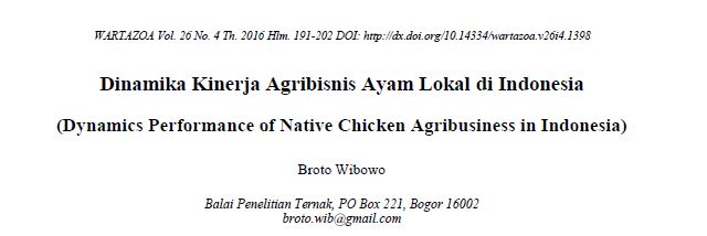 Dinamika Kinerja Agribisnis Ayam Lokal di Indonesia