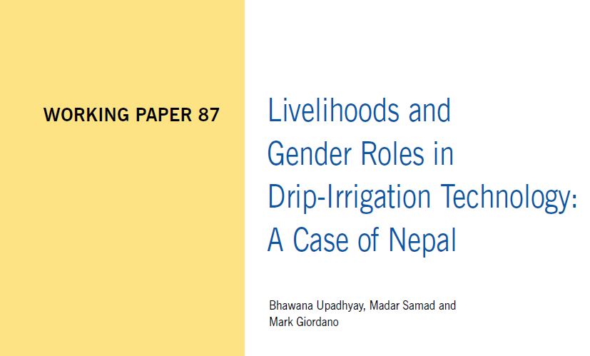 Livelihoods and Gender Roles in Drip-Irrigation Technology: A Case of Nepal