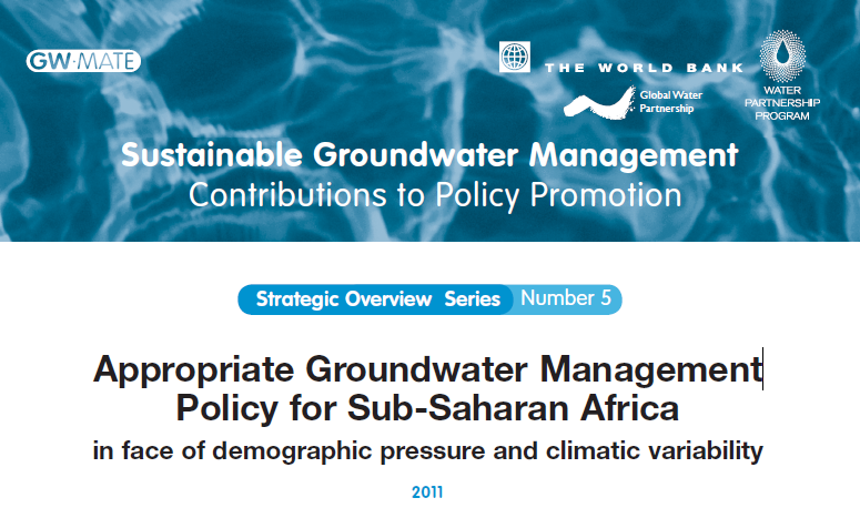 Sustainable Groundwater Management Contributions to Policy Promotion-Appropriate Groundwater Management Policy for Sub-Saharan Africa in face of demographic pressure and climatic variability