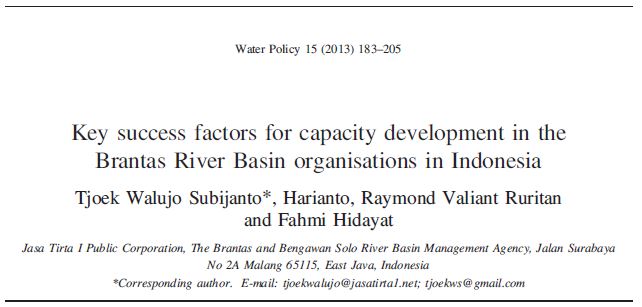 Key success factors for capacity development in the Brantas River Basin organisations in Indonesia