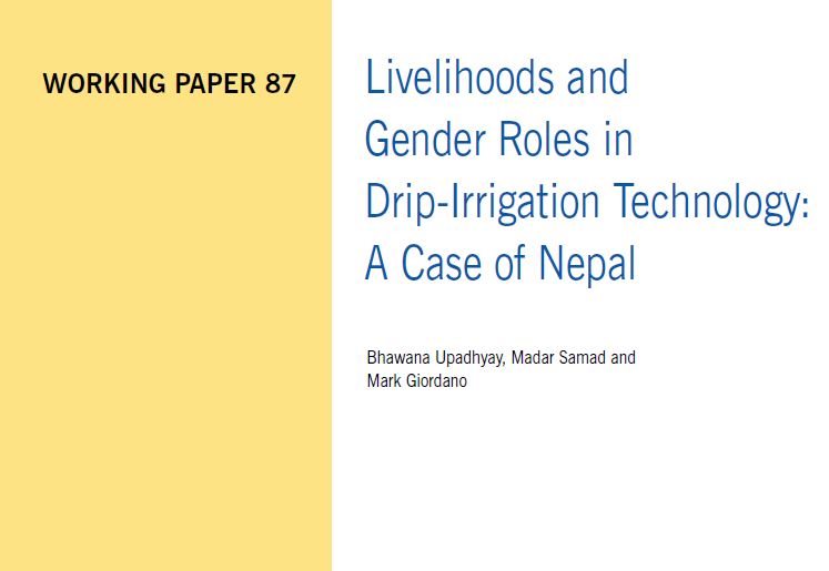 Livelihoods and Gender Roles in Drip-Irrigation Technology: A Case of Nepal