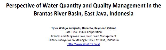 Perspective of Water Quantity and Quality Management in the Brantas River Basin, East Java, Indonesia