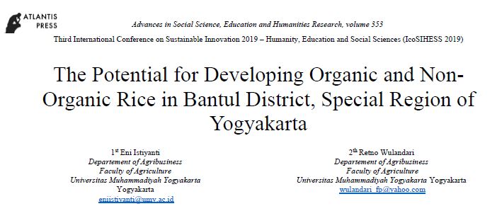 The Potential for Developing Organic and Non-Organic Rice in Bantul District, Special Region of Yogyakarta